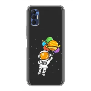 Силіконовый Чохол з принтом "Космонавти" на TECNO Spark 8P (Космонавт з кульками)