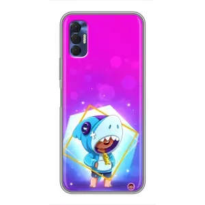 Чехол Бравл Старс для TECNO Spark 8P (Леон в костюме Акулы)