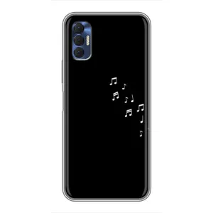 Чехол с картинками на черном фоне для TECNO Spark 8P (Ноты)