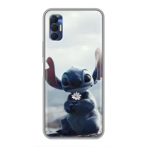 Чехол с рисунком Стич для TECNO Spark 8P (Стич с цветочком)