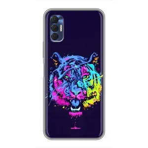 Силиконовый бампер с картинкой животных для TECNO Spark 8P (Тигр-Арт)