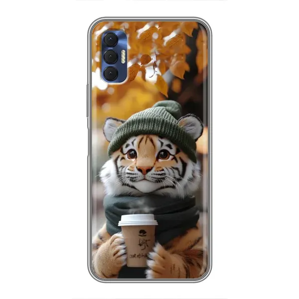 Чехол с рисунком «Тигр с кофе» для TECNO Spark 8P Чехол с рисунком «Тигр с кофе» для TECNO Spark 8P