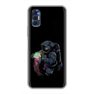 Силіконовый Чохол з принтом "Космонавти" на TECNO Spark 8P (В руках земля)