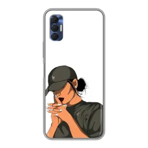 Силиконовый Чехол на TECNO Spark 8P с картинкой Стильных Девушек (В зеленом)