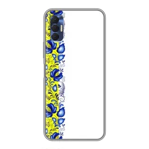 Силіконовый Чохол на TECNO Spark 8P з картинкой Вишиванки (Жовто-біла вишиванка)