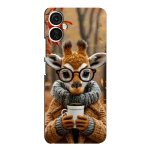 Печатный чехол «Зверята с кофе» для TECNO Spark 9 Pro (Жираф с кофе)