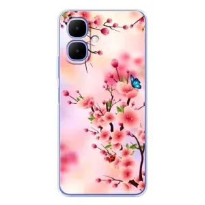 Чехол с принтом САКУРЫ на Tecno Spark Go 2 (Бабочки на сакуре)