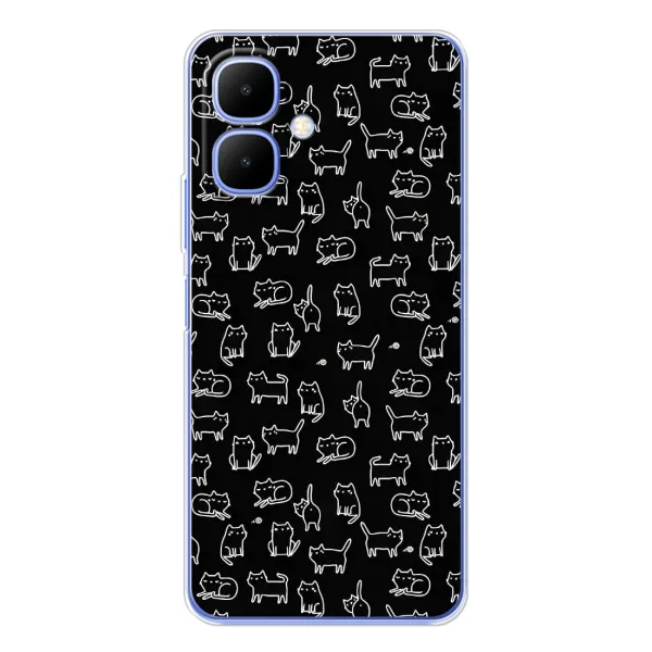 Чохол з малюнком «Котики на чорному» для TECNO Spark Go 2 Чохол з малюнком «Котики на чорному» для TECNO Spark Go 2