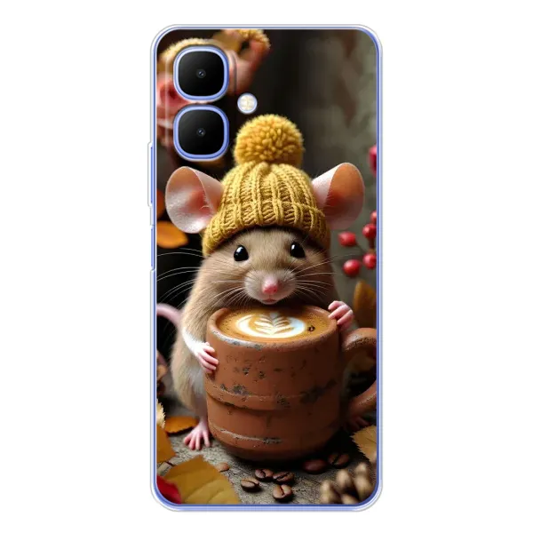 Чехол с рисунком «Мышка с кофе» для TECNO Spark Go 2 Чехол с рисунком «Мышка с кофе» для TECNO Spark Go 2