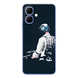 Силиконовый чехол с картинкой "Герой Pubg" на Tecno Spark Go 2 (В экиперовке)