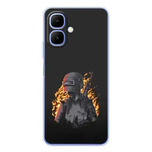 Силиконовый чехол с картинкой "Герой Pubg" на Tecno Spark Go 2 (В огне)
