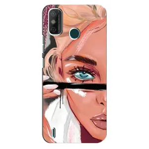 Силиконовый Чехол на TECNO Spark GO (2020) с картинкой Стильных Девушек (Девушка и ресницы)