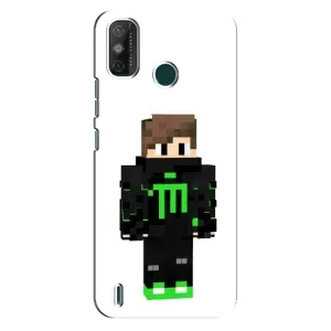 Чехлы для TECNO Spark GO (2020) (Персонажи Майн Крафт) (Зеленый мальчик)