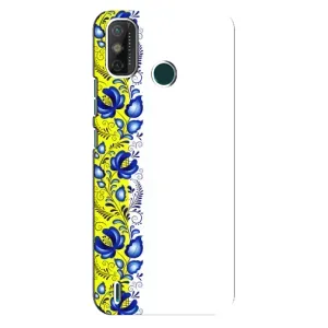 Силиконовый Чехол на TECNO Spark GO (2020) с картинкой Вышиванки (Желто-синяя вышиванка)
