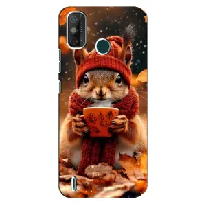Печатный чехол «Зверята с кофе» для TECNO Spark GO (2021) (Белка с кофе)