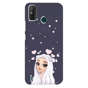 Чехол Стильные девушки на TECNO Spark GO (2021) (Девушка и сердечки)