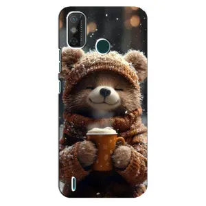 Печатный чехол «Зверята с кофе» для TECNO Spark GO (2021) (Медвежонок с кофе)