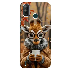Печатный чехол «Зверята с кофе» для TECNO Spark GO (2021) (Жираф с кофе)