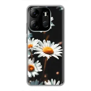 Чехол с ромашками на Tecno Spark Go 2023 (BF7) (Белые ромашки)