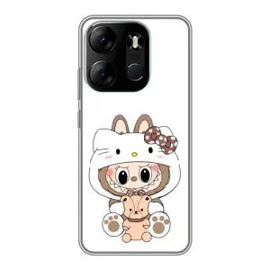 Чехол с принтом Лабубу для Tecno Spark Go 2023 (BF7) (Белый Лабубу)