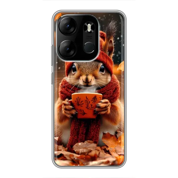 Чехол с рисунком «Белка с кофе» для TECNO Spark Go 2023 (BF7) Чехол с рисунком «Белка с кофе» для TECNO Spark Go 2023 (BF7)