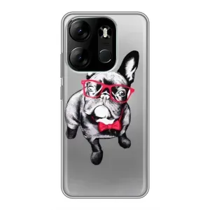 Чехол (ТПУ) Милые собачки для Tecno Spark Go 2023 (BF7) (Бульдог в очках)