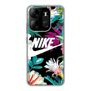 Силиконовый Чехол на Tecno Spark Go 2023 (BF7) с картинкой Nike (Цветочный Nike)