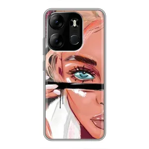 Силіконовый Чохол на Tecno Spark Go 2023 (BF7) з картинкой Модных девушек (Дівчина та вії)