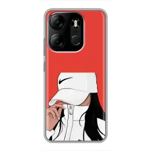Силіконовый Чохол на Tecno Spark Go 2023 (BF7) з картинкой Модных девушек (Дівчина Nike)