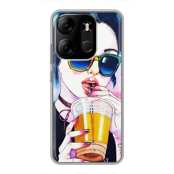 Чехол с рисунком «Девушка с коктейлем» для TECNO Spark Go 2023 (BF7) Чехол с рисунком «Девушка с коктейлем» для TECNO Spark Go 2023 (BF7)