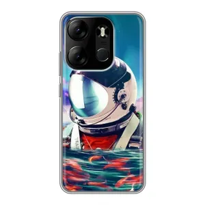 Силиконовый Чехол с принтом "Космонавты" на Tecno Spark Go 2023 (BF7) (Космонавт в воде)