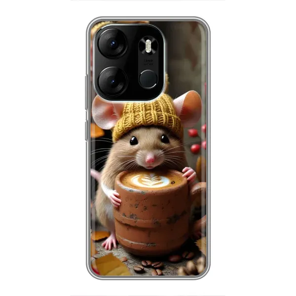 Чехол с рисунком «Мышка с кофе» для TECNO Spark Go 2023 (BF7) Чехол с рисунком «Мышка с кофе» для TECNO Spark Go 2023 (BF7)