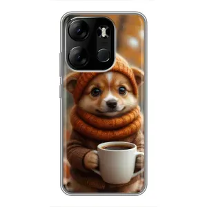 Друкований чохол 'Звірята з кавою' для Tecno Spark Go 2023 (BF7) (Песик з кавою)