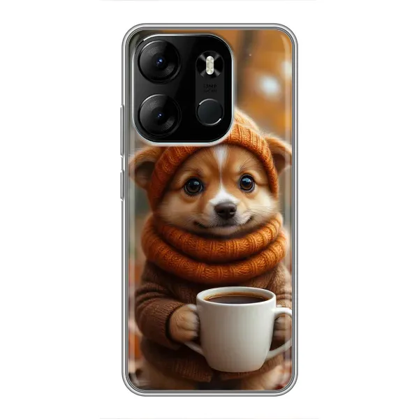 Чехол с рисунком «Собачка с кофе» для TECNO Spark Go 2023 (BF7) Чехол с рисунком «Собачка с кофе» для TECNO Spark Go 2023 (BF7)