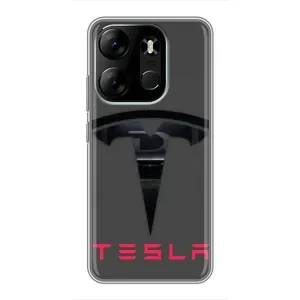Силиконовый бампер с картинкой машины на Tecno Spark Go 2023 (BF7) (Logo TESLA)