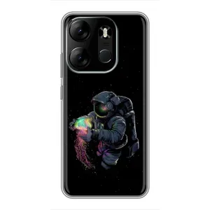 Силиконовый Чехол с принтом "Космонавты" на Tecno Spark Go 2023 (BF7) (В руках земля)