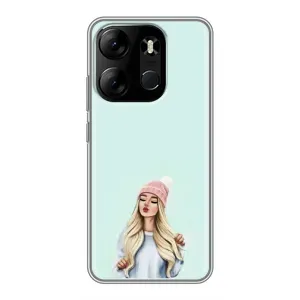 Силіконовый Чохол на Tecno Spark Go 2023 (BF7) з картинкой Модных девушек (В шапці)