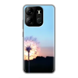 Силиконовый Чехол с одуванчиками на Tecno Spark Go 2023 (BF7) (Закат с одуванчиком)