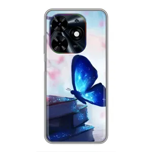 Силиконовый бампер с картинкой животных для Tecno Spark Go 2024 (BG6) (Бабочка синяя)