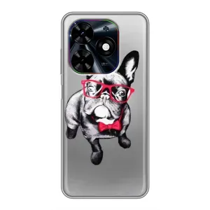 Чехол (ТПУ) Милые собачки для Tecno Spark Go 2024 (BG6) (Бульдог в очках)