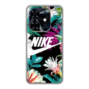 Силиконовый Чехол на Tecno Spark Go 2024 (BG6) с картинкой Nike (Цветочный Nike)