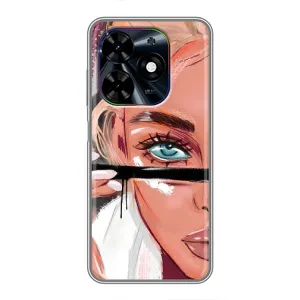 Силиконовый Чехол на Tecno Spark Go 2024 (BG6) с картинкой Стильных Девушек (Девушка и ресницы)