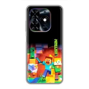 Чехлы для Tecno Spark Go 2024 (BG6) (Персонажи Майн Крафт) (Герой Майнкрафт)