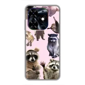 Силиконовый Чехол с Енотами на Tecno Spark Go 2024 (BG6) (Смешные Еноты)