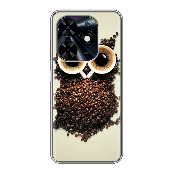 Чехол с рисунком «Сова с зерен кофе» для TECNO Spark Go 2024 (BG6) Чехол с рисунком «Сова с зерен кофе» для TECNO Spark Go 2024 (BG6)