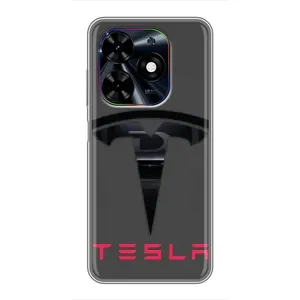 Силиконовый бампер с картинкой машины на Tecno Spark Go 2024 (BG6) (Logo TESLA)