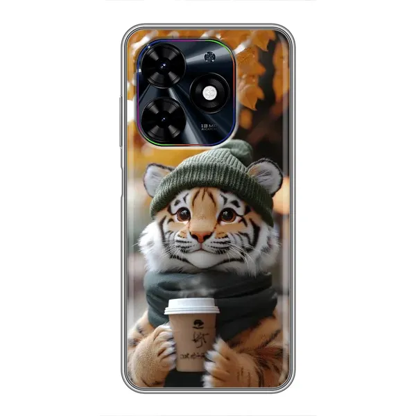 Чехол с рисунком «Тигр с кофе» для TECNO Spark Go 2024 (BG6) Чехол с рисунком «Тигр с кофе» для TECNO Spark Go 2024 (BG6)