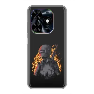 Силиконовый чехол с картинкой "Герой Pubg" на Tecno Spark Go 2024 (BG6) (В огне)