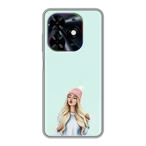 Силиконовый Чехол на Tecno Spark Go 2024 (BG6) с картинкой Стильных Девушек (В шапке)