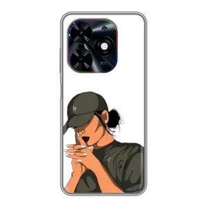 Силиконовый Чехол на Tecno Spark Go 2024 (BG6) с картинкой Стильных Девушек (В зеленом)
